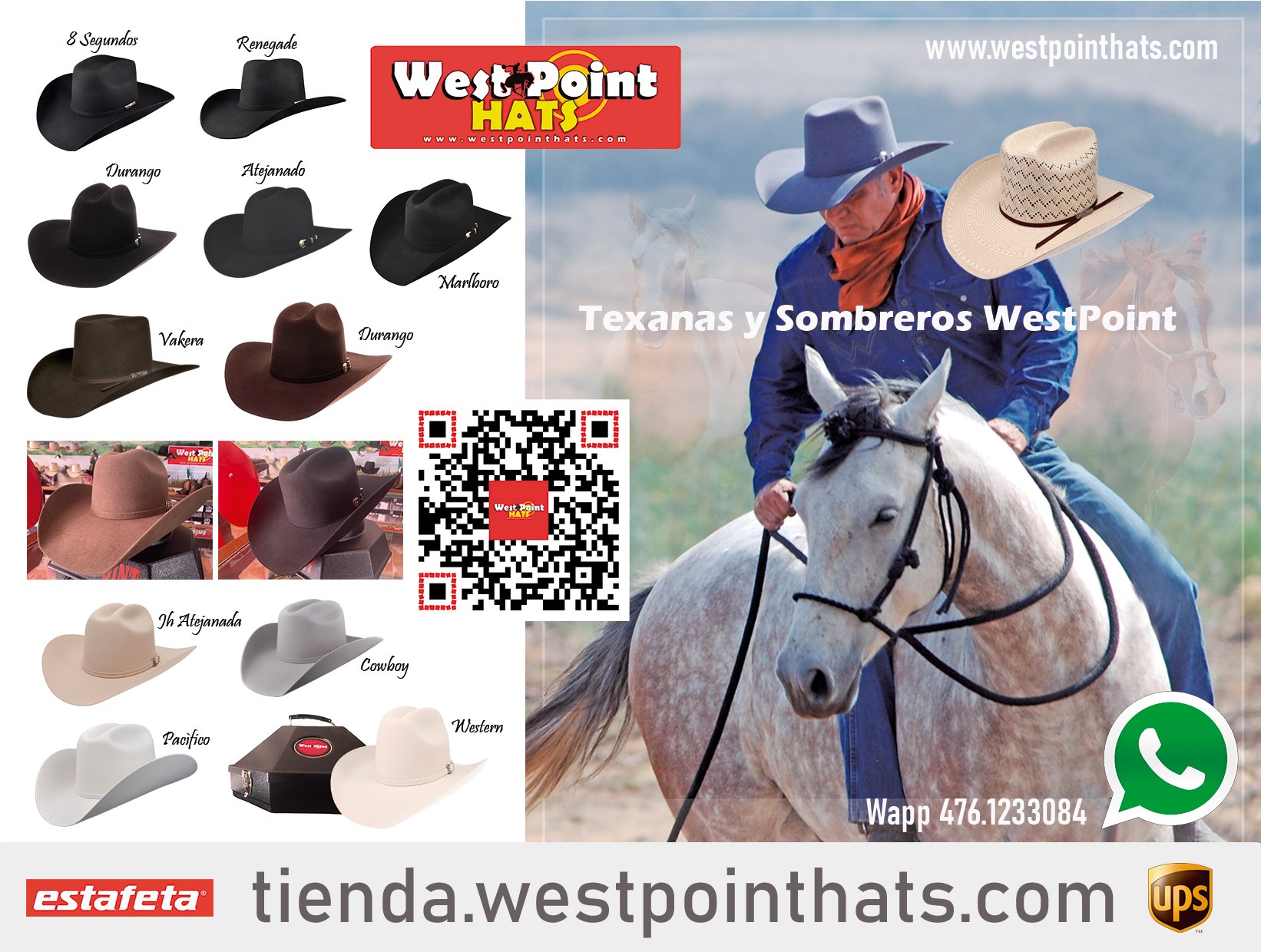 Tienda en línea WestPointHats, Texanas y Sombreros